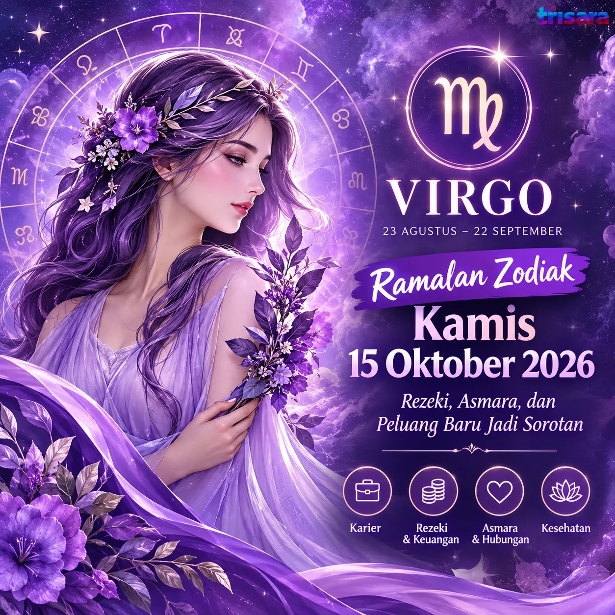 Ramalan Virgo Kamis 15 Oktober 2026: Rezeki, Asmara, dan Peluang Baru Jadi Sorotan